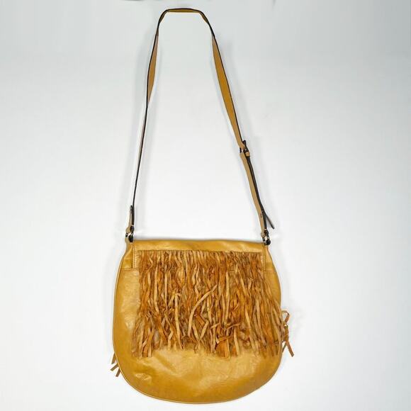 Axcess Fringe Boho Tan Vegan Leather Suede Crossbody Bag Handbag - Picture 7 of 15